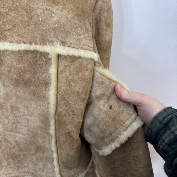 Vintage Sears Shearling Sheepskin Suede Leather Woman M/L Coat Western - Picture 4 of 8